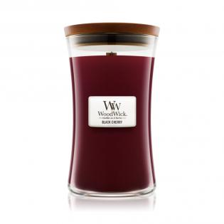 Woodwick Black Cherry świeca zapachowa duża z drewnianym knotem