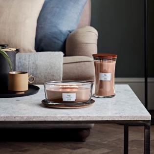 Woodwick Cashmere świeca zapachowa elipsa z drewnianym knotem