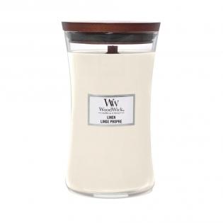Woodwick Linen świeca zapachowa duża z drewnianym knotem