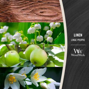 Woodwick Linen świeca zapachowa duża z drewnianym knotem