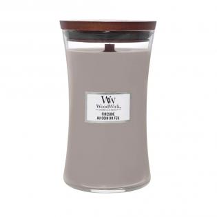 Woodwick Fireside świeca zapachowa duża z drewnianym knotem