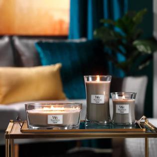 Woodwick Fireside świeca zapachowa elipsa z drewnianym knotem