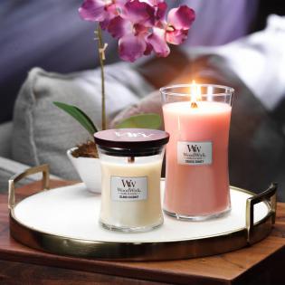 Woodwick Island Coconut świeca zapachowa średnia z drewnianym knotem