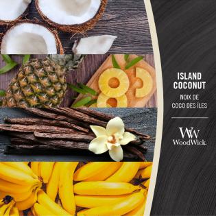 Woodwick Island Coconut świeca zapachowa elipsa z drewnianym knotem