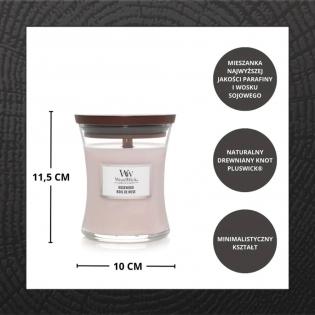 Woodwick Rosewood świeca zapachowa średnia z drewnianym knotem