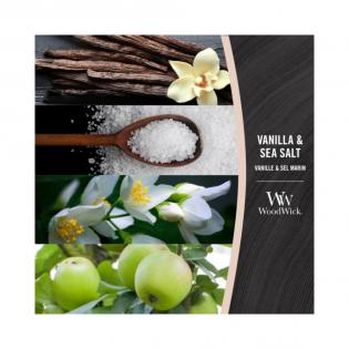 Woodwick Vanilla and Sea Salt świeca zapachowa duża z drewnianym knotem