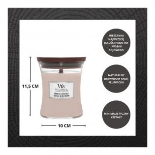 Woodwick Vanilla and Sea Salt świeca zapachowa średnia z drewnianym knotem
