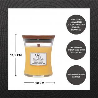 Woodwick Seaside Mimosa świeca zapachowa średnia z drewnianym knotem