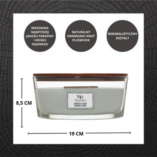 Woodwick Lavender and Cedar świeca zapachowa elipsa z drewnianym knotem