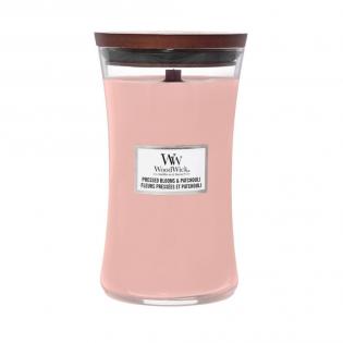 Woodwick Pressed Blooms and Patchouli świeca zapachowa duża z drewnianym knotem
