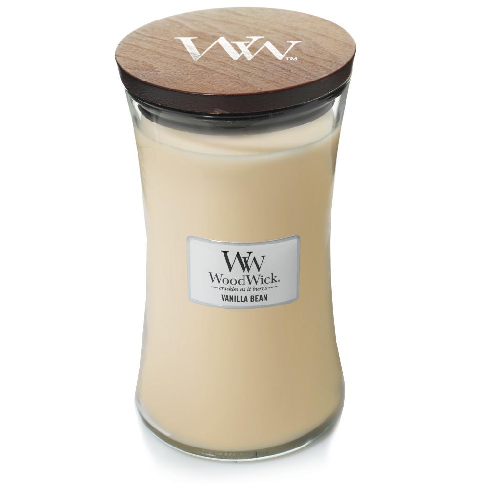 Woodwick Vanilla Bean świeca zapachowa duża z drewnianym knotem