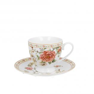 Duo Carissima Filiżanka 220ml ze spodkiem pomarańczowa róża