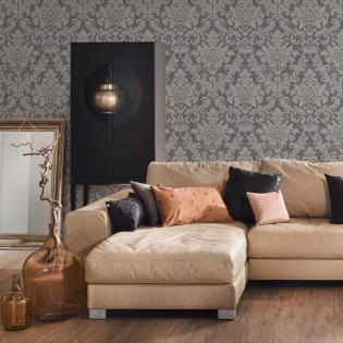 Tapeta ścienna AS Creation Trendwall 37270-1 ornamenty szare brokat