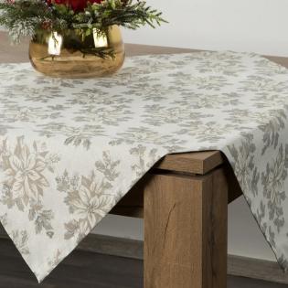 Bieżnik świąteczny Noel 2 85x85 gwiazda betlejemska beżowy ze srebrną nitką