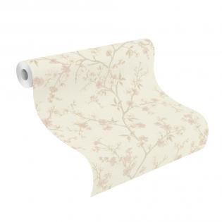 Tapeta Rasch Country Charme 456745 kwiaty wiśni różowe kremowe