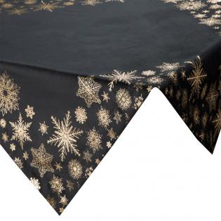 Bieżnik świąteczny Astra 1B 85x85cm welwetowy czarny śnieżynki złote