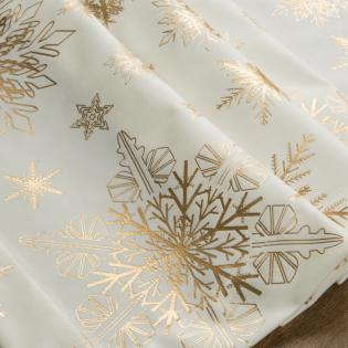 Bieżnik świąteczny Joy 5B 85x85cm welwetowy biały śnieżynki złote