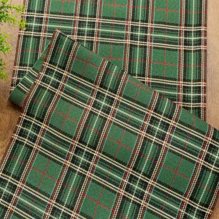 Bieżnik świąteczny Look 40x180cm krata zielona