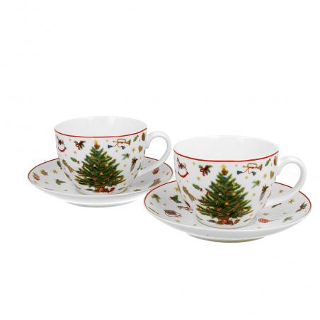 Duo Christmas Tree Filiżanka świąteczna ze spodkiem 220ml 2 szt. Choinka świąteczna