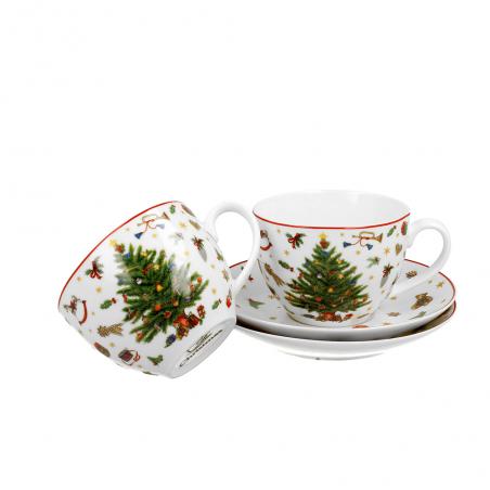 Duo Christmas Tree Filiżanka świąteczna ze spodkiem 220ml 2 szt. Choinka świąteczna