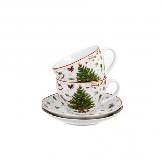 Duo Christmas Tree Filiżanka świąteczna ze spodkiem 220ml 2 szt. Choinka świąteczna