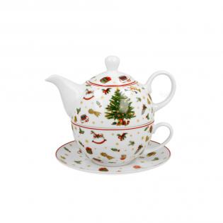 Duo Christmas Tree dzbanek z filiżanką świąteczną ze spodkiem 350ml Choinka świąteczna