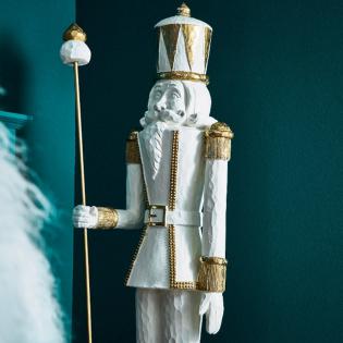 Figurka dziadek do orzechów biały złoty 50cm