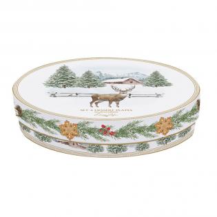 Easy Life White Forest Zestaw 4 talerzy deserowych 19cm białe z jelonkiem i choinką