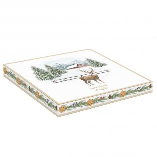 Easy Life White Forest Deska obrotowa serowa 32cm szklana z jeleniem i choinkami
