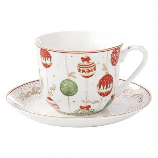 Christmas Eve Filiżanka świąteczna 370ml ze spodkiem bombki