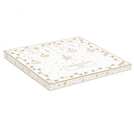 Easy Life Christmas Lights Talerz patera na ciasto świąteczna 32cm choinki i gwiazdki biała