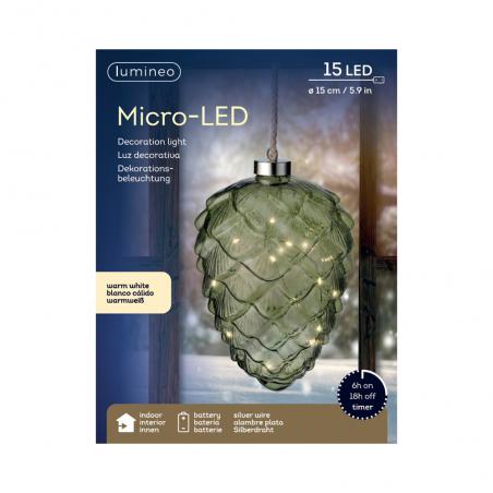 Dekoracja LED Szyszka do okna zielona 487600