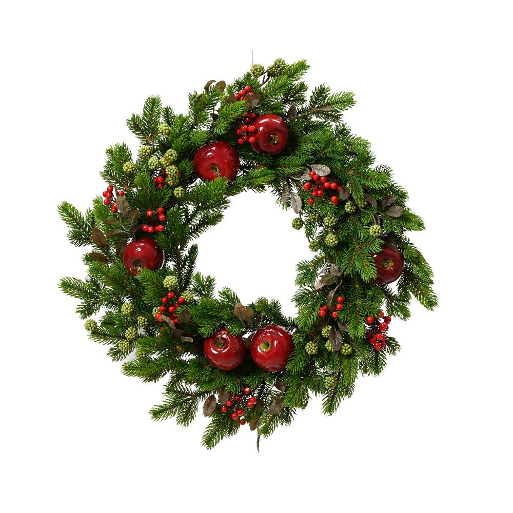 Wianek świąteczny z czerwonymi jabłkami 60cm 687485