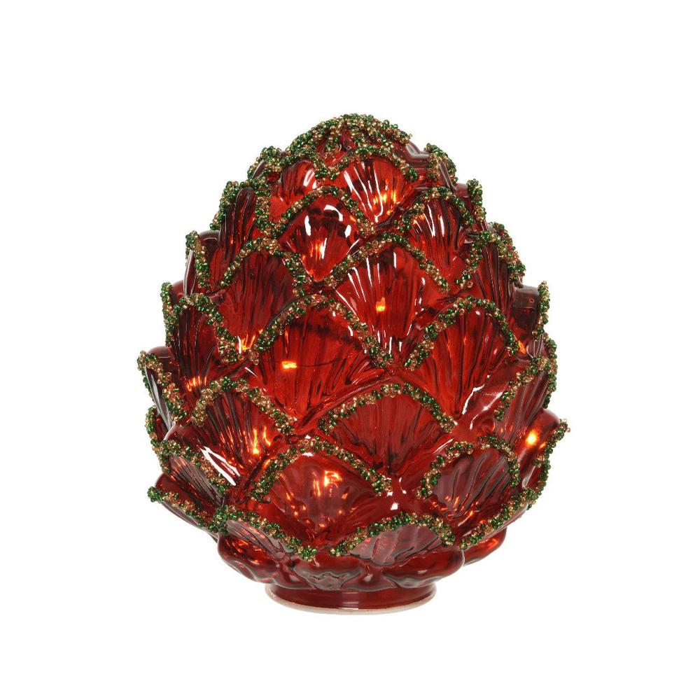 Dekoracja LED Szyszka stojąca czerwona 17cm 486314