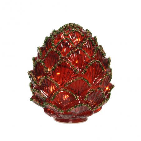 Dekoracja LED Szyszka stojąca czerwona 17cm 486314