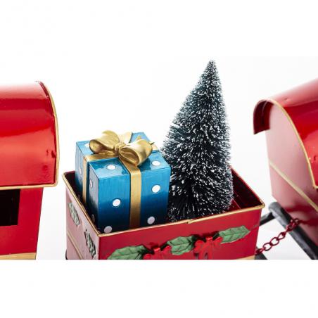 Dekoracja pociąg metalowy czerwony 62cm