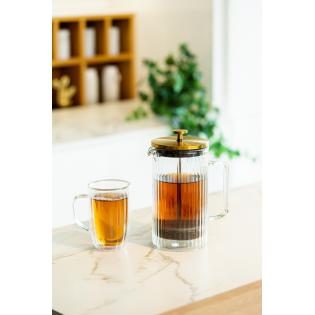 Vialli Design Tulip Zaparzacz do kawy i herbaty z podwójną ścianką 1000ml złoty mat