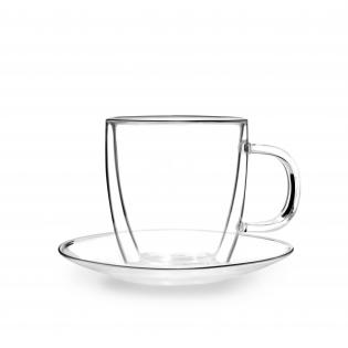 Vialli Design Amo Komplet 2 filiżanek ze spodkami 250ml z podwójną ścianką