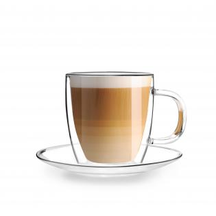 Vialli Design Amo Komplet 2 filiżanek ze spodkami 250ml z podwójną ścianką