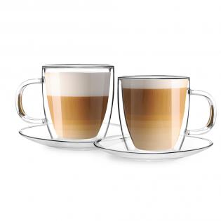 Vialli Design Amo Komplet 2 filiżanek ze spodkami 250ml z podwójną ścianką