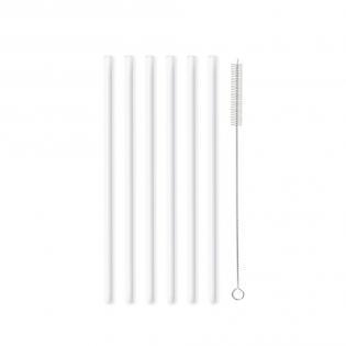 Vita Słomki szklane 6szt. białe proste 20cm