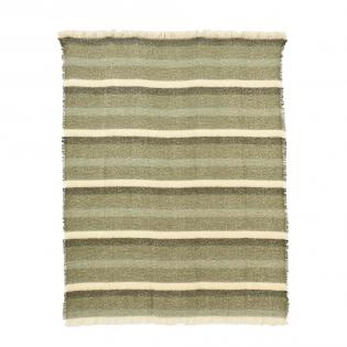 Pled w pasy z frędzlami zielony 130x170cm