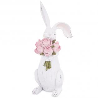 Figurka wielkanocna Królik z różowymi kwiatami 45cm