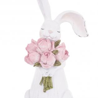 Figurka wielkanocna Królik z różowymi kwiatami 45cm